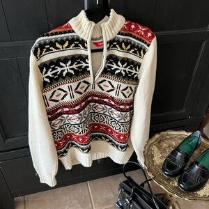 Timeless Izod sweater probablyy men’s so oversizeded fit for woman.